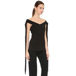 Georgia Alice Off Shoulder Tie Shoulder Top in Black Size 4